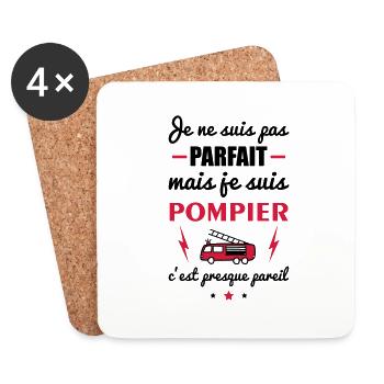 pas parfait pompier - Dessous de verre (lot de 4) - blanc - Devant