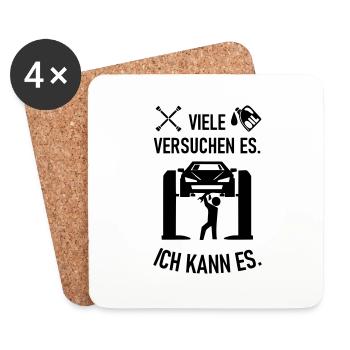 Ich kann es als KFZ Mechaniker Mechatroniker - Untersetzer (4er-Set) - Weiß - Vorne
