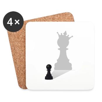 Roi des pions d'échecs - Dessous de verre (lot de 4) - blanc - Devant