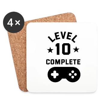 10. Geburtstag level complete - Untersetzer (4er-Set) - Weiß - Vorne