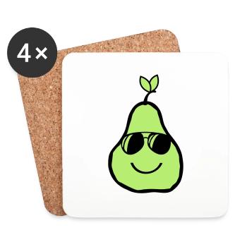 poire fraîche - Dessous de verre (lot de 4) - blanc - Devant