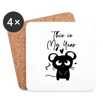 Rat this is my year - Coasters (set of 4) - white - Front