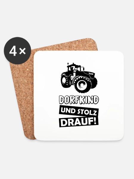 dorfkind_stolz_drauf_01 - Untersetzer (4er-Set) - Weiß