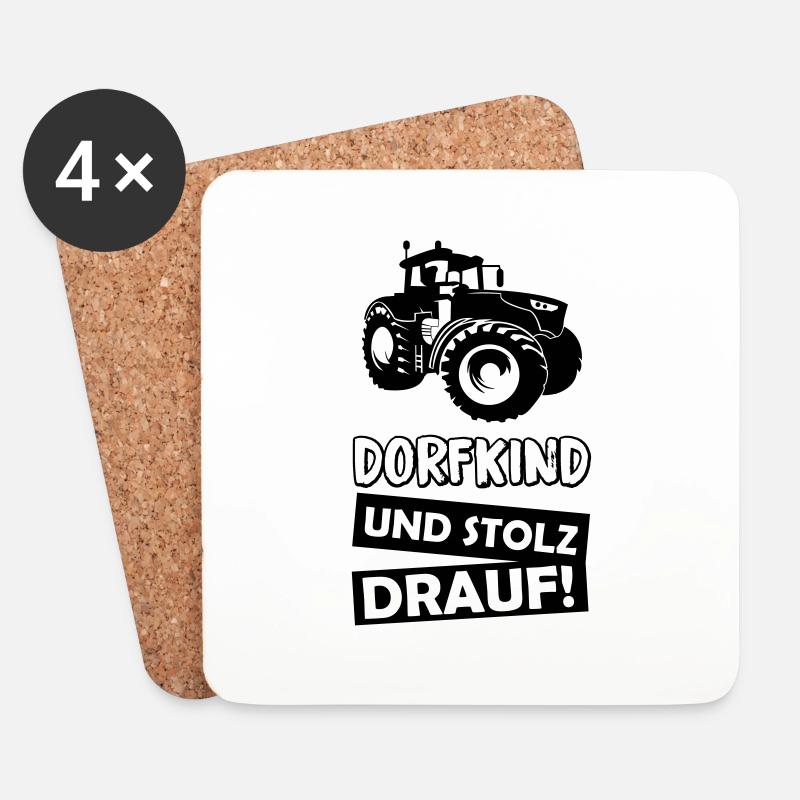 dorfkind_stolz_drauf_01 - Untersetzer (4er-Set) - Weiß
