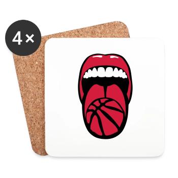 basket tire langue language basketball - Dessous de verre (lot de 4) - blanc - Devant