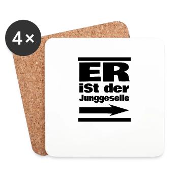 Er ist der Junggeselle - Untersetzer (4er-Set) - Weiß - Vorne