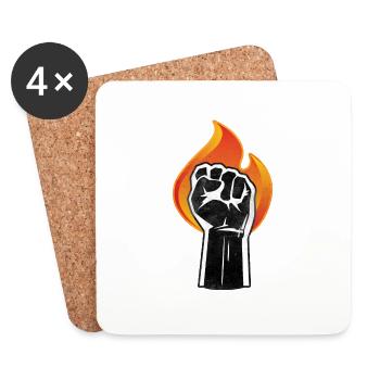 Raised fist burns black power symbol - Coasters (set of 4) - white - Front