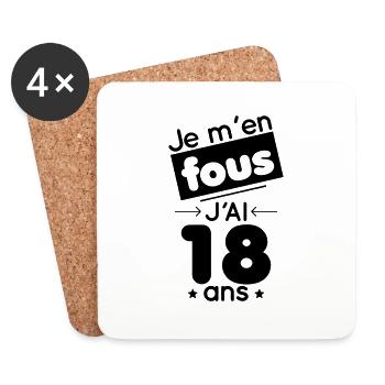 Anniversaire - Je m'en fous, j'ai 18 ans - Dessous de verre (lot de 4) - blanc - Devant
