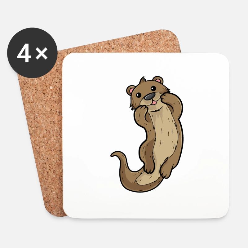 Otter - Untersetzer (4er-Set) - Weiß