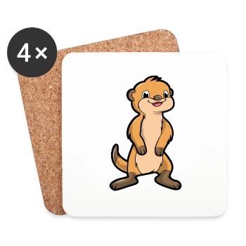 suricate - Dessous de verre (lot de 4) - blanc - Devant