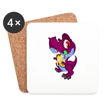 cute dino with banana ice cream | Ice cream lover - Coasters (set of 4) - white - Front