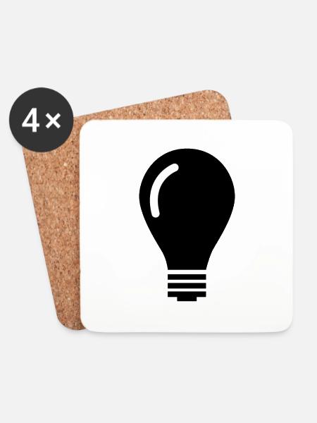 Glühbirne // Lightbulb - Untersetzer (4er-Set) - Weiß