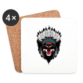 skull indian - Coasters (set of 4) - white - Front