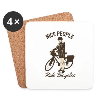 Nice people ride bicycles - Dessous de verre (lot de 4) - blanc - Devant