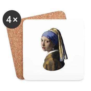 Jan Vermeer Fille avec boucle d'oreille en perles * Pull - Dessous de verre (lot de 4) - blanc - Devant