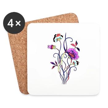 Fleurs - Dessous de verre (lot de 4) - blanc - Devant