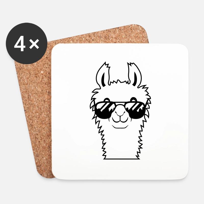 Sonnenbrille Alpaka Cool - Untersetzer (4er-Set) - Weiß