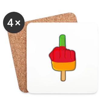 Lutschfinger Stinkefinger Flutschfinger Eis - Untersetzer (4er-Set) - Weiß - Vorne