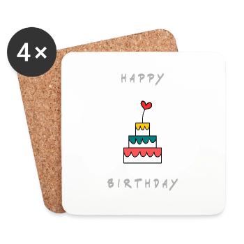 Birthday. HAPPY BIRTHDAY. Happy birthday. - Coasters (set of 4) - white - Front