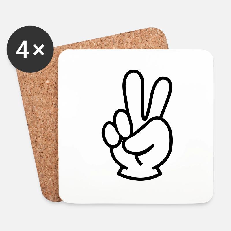 peace hand - Untersetzer (4er-Set) - Weiß