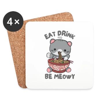 Süße Katze Ramen, Ramen Katze, essen trinken Be Meowy - Untersetzer (4er-Set) - Weiß - Vorne
