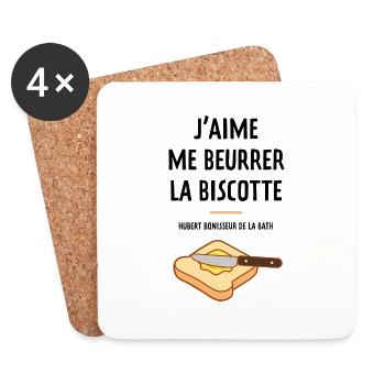 J aime me beurrer la biscotte - Dessous de verre (lot de 4) - blanc - Devant