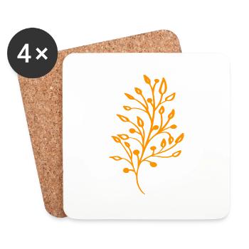 Gelbe Flora - Untersetzer (4er-Set) - Weiß - Vorne