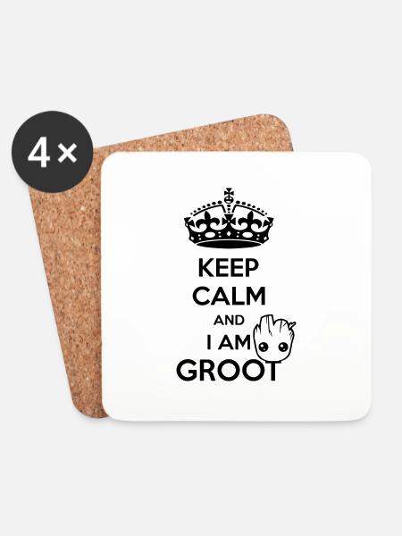 Keep Calm and I am Groot - Untersetzer (4er-Set) - Weiß