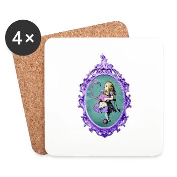 Dark Alice - Alice with Flamingo - Untersetzer (4er-Set) - Weiß - Vorne