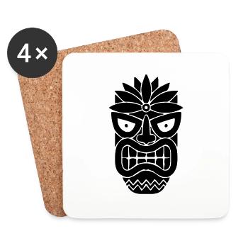 TIKI HEAD - Dessous de verre (lot de 4) - blanc - Devant