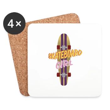 SKATEBOARD-MÄDCHEN - Untersetzer (4er-Set) - Weiß - Vorne