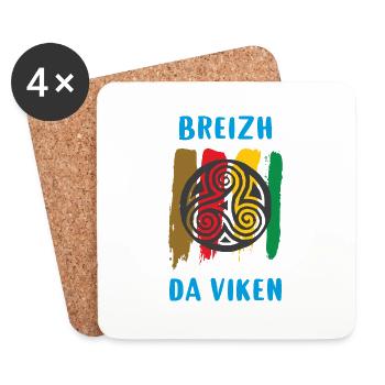 Bretagne - Breizh da viken - Dessous de verre (lot de 4) - blanc - Devant