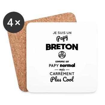Papy Breton comme un papy normal mais plus cool - Dessous de verre (lot de 4) - blanc - Devant