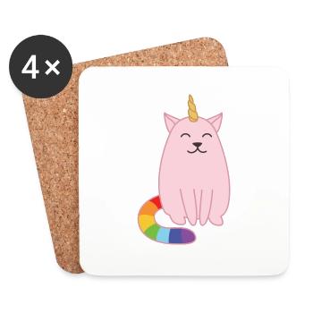 Caticorn chat Licorne - Dessous de verre (lot de 4) - blanc - Devant