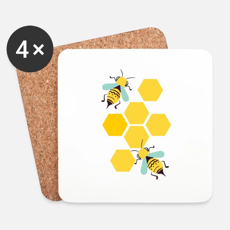 Bienen - Untersetzer (4er-Set) - Weiß