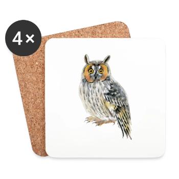long-eared owl - Coasters (set of 4) - white - Front