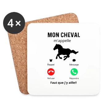 mon cheval m'appelle - Dessous de verre (lot de 4) - blanc - Devant