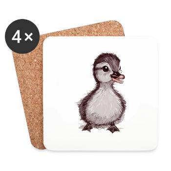 Baby Ente Skizze Süßes Tierchen Entlein Enteküken - Untersetzer (4er-Set) - Weiß - Vorne