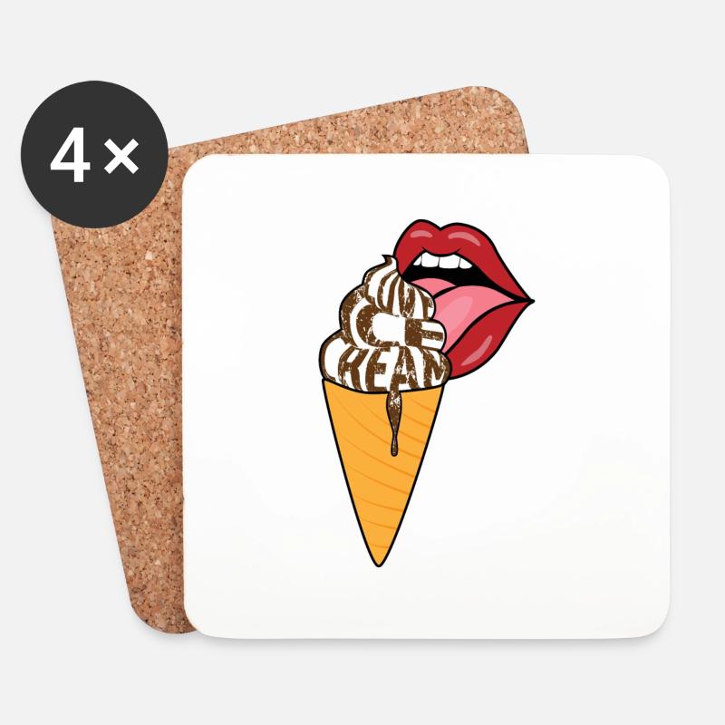 Love Ice Cream - Untersetzer (4er-Set) - Weiß