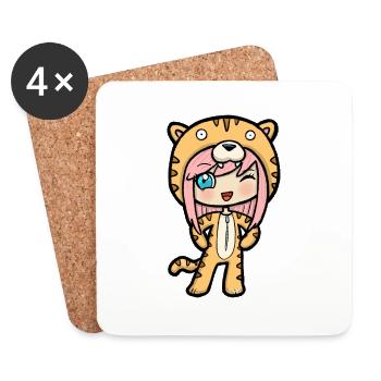 LD Tiger Lady - Coasters (set of 4) - white - Front