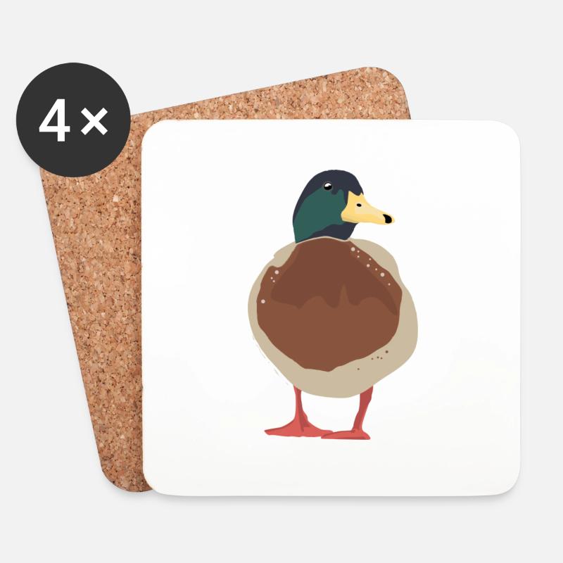 Ente Illustration - Untersetzer (4er-Set) - Weiß