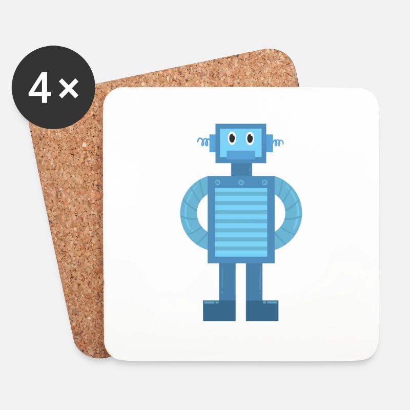 Roboter - Untersetzer (4er-Set) - Weiß