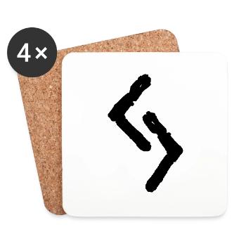 Elder Futhark Rune Jera - Letter J - Coasters (set of 4) - white - Front