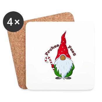 Wichtel mit Weihnachtsmütze - Untersetzer (4er-Set) - Weiß - Vorne