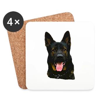 Chien de berger Tête de chien Pet Dog Sports - Dessous de verre (lot de 4) - blanc - Devant