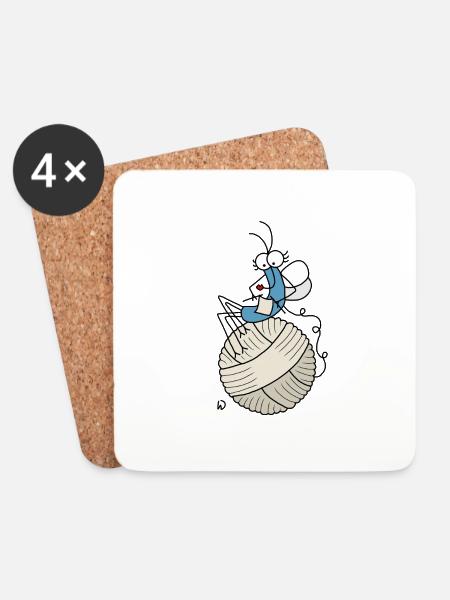 Djenne Wana loves knitting - Coasters (set of 4) - white