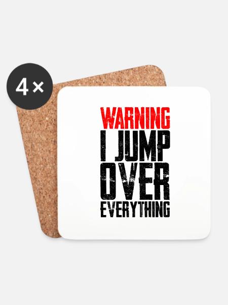 Warning I Jump Over Everything 3 - Untersetzer (4er-Set) - Weiß