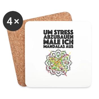 Um Stress abzubauen male ich Mandalas aus, Kunst - Untersetzer (4er-Set) - Weiß - Vorne