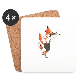 Der Fuchs geigt auf. Gefolgt von seinen Fans. - Untersetzer (4er-Set) - Weiß - Vorne