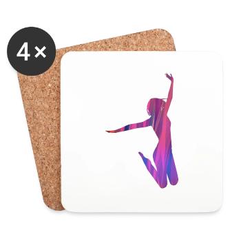 sauter, bronzage, danseur, graffiti, rose, rose - Dessous de verre (lot de 4) - blanc - Devant